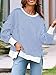 Fisoew Women's Fall Oversized Sweatshirt Casual Waffle Knit Long Sleeve Crewneck Split Pullover Tunic Tops White