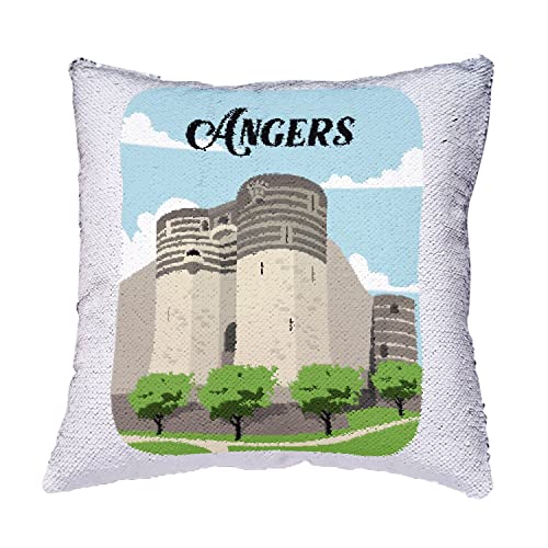 Coussin Angers housse sequin rouge pour déco originale - 4