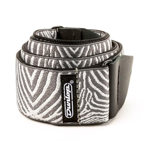 Jim Dunlop Sangle pour guitare, Jacquard Serpentine Strap, blanc et noir D6722
