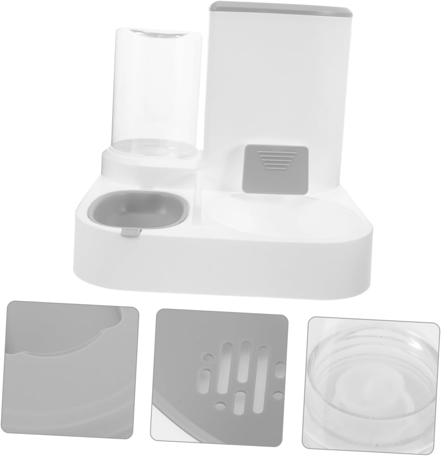 HANABASS Pet Automatic Feeder and Water Dispenser Capacity Dual Function Pet Food and Water Bowl for Cats and Dogs Easy Transparent Design Automatic Feeding Dry and Wet Separation Grey