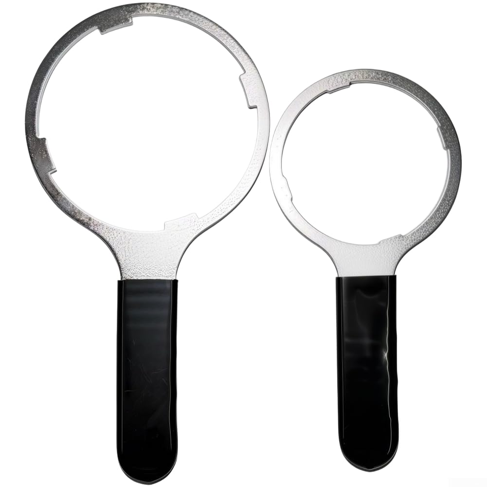 Llave de filtro de agua, paquete de 2 llaves ajustables de acero 45#, herramienta de extracción resistente para sistemas de ósmosis inversa, mantenimiento de fontanería doméstica y comercial