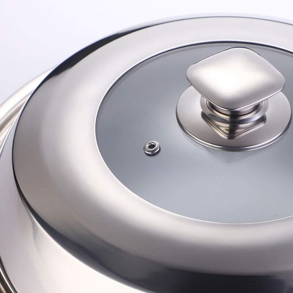 Coperchi per padelle in acciaio inox, coperchio visibile per wok, pentola per zuppa, pentola a vapore, coperchio con manico e foro di sfiato per coperchio di copertura della casseruola, 38 cm