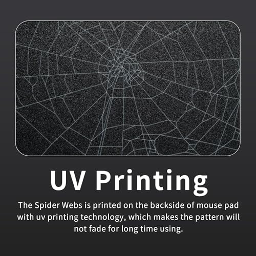 Image of XVX Glass Mouse Pad for Gaming, Black Spider Webs Hard Gaming Mousepad, Professional Large Mouse Mat 16.2 inch x 12.2 inch, Special Glass Surface with Improved Precision and Speed