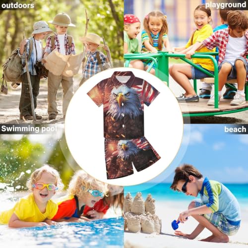 Image of 3T Toddler Boy Shorts Set Teal Hawaiian Button Down Shirts Summer Outfits for Little Boy