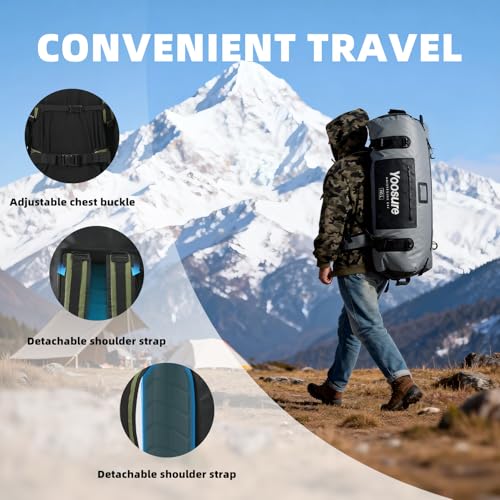 Image of 80 lt Waterproof Duffel Bag Motorcycle Dry Bag Backpack, Waterproof Zippered Bags with Backpack Spacer Pad for Kayaking Rafting Boating Canoeing Camping Paddle Beach (Black)