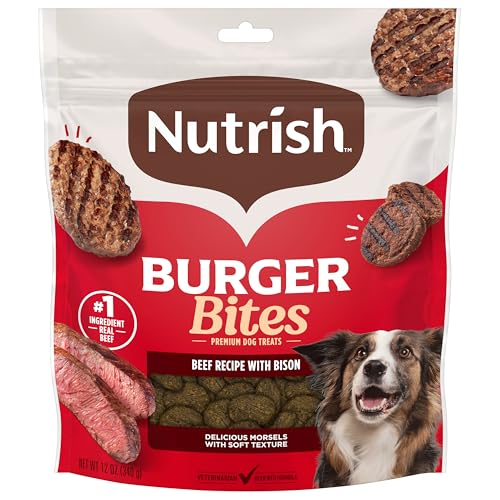 Nutrish Burger Bites Beef Recipe with Bison Premium Dog Treats, 12 oz. Pouch, Packaging May Vary (Rachael Ray)