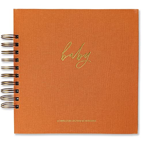 Image of Linen Baby Memory Book for Baby's First Year - Record Baby Girl or Boy's First Year in this Baby Photo Journal Scrapbook Album (Desert (add 2-5 yr pages))