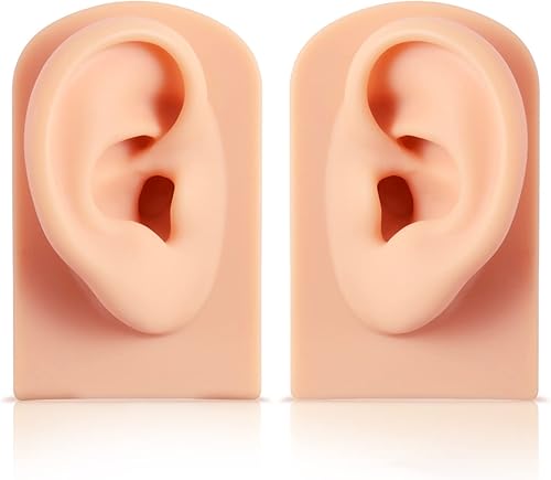 ziyue 2 piezas de silicona modelo de oreja, simulación suave, modelo de oreja izquierda y derecha, parte del cuerpo de oreja falsa para práctica de
