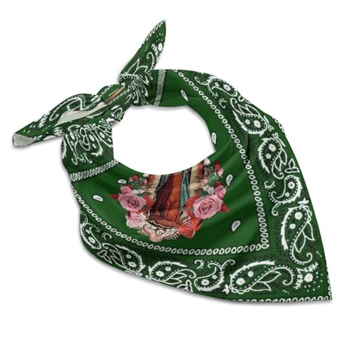 Our Lady of Guadalupe Mexico Hair Bandana Virgin Mary Silk Scarf Kerchief Square Scarf Wrap Neck Scarf for Women3