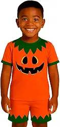 Conjunto Infantil Calupa Fantasia Temática Abóbora Halloween Camiseta e Short
