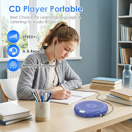 Image of Gueray Portable CD Player with Earphones CD Player for Ca