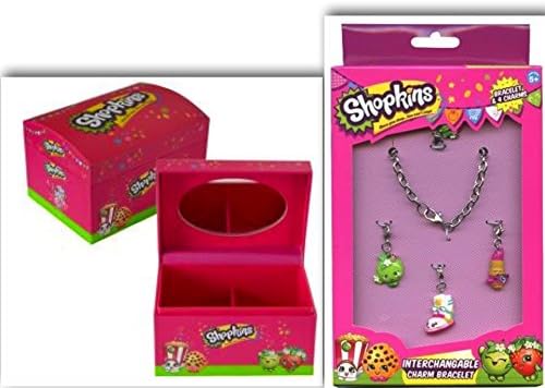 Shopkins Jewelry Bundle: 2 Items- Small Jewelry Box & Interchangeable Charm Bracelet