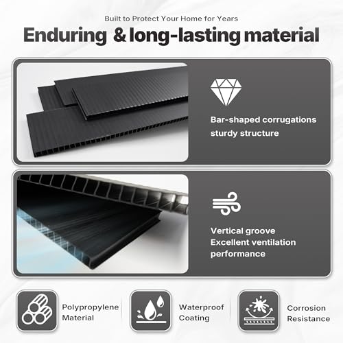 SFNSM 30PCS Rainscreen Furring Strips Rainscreen Siding Vent, Polypropylene Drainable Rainscreen Batten Strip for Ventilation and Drainage, 39.5\" L X 3\" W X 7/16\" Thick, Black