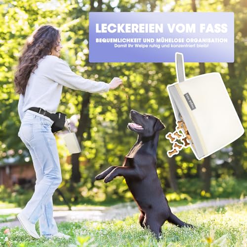YIBONIKA Leckerlitasche für Hunde, Futterbeutel Hundetraining mit praktischer Einhand-Öffnung I Hunde Leckerlitasche für Training & Welpenerziehung I Gassi Tasche Hund Mit Kotbeutel Freisprechhaken