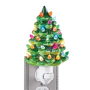 Collections Etc Ceramic Christmas Tree Night Light - 6"H, Nostalgic, Decorative Bathroom Decoration, Green Collections Etc Ceramic Christmas Tree Night Light 6H Nostalgic Decorative Bathroom Decoration Green
