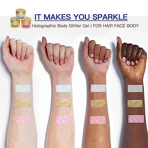 Sayingart Silver Bright Glow Body Glitter Gel, 2.46 Oz Face Glitter Glow In The Dark Under Black Light Uv Neon Sparkle Glitter For Hair Face Body Rave Festival Glow Party Supplies - No Glue Required #TOP6