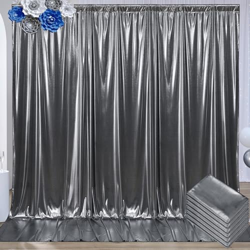 Image of 30x10 ft Wrinkle Free Black Silver Sequin Backdrop Curtain for Parties,Thick Not Fall Glitter Wedding Backdrop Drapes,6 Panels 5x10ft Shimmer Photo Back Drop Cloth for Birthday Photography Background
