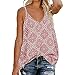 yuwo Mujeres Moda Casual Playa Verano Suelto Cuello en V Estampado Tirantes Top, rosa, L