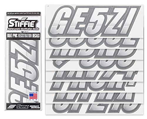 Image of Techtron White /Carbon 3 inch Alpha-Numeric Registration Identification Numbers Stickers Decals for Boats & Personal Watercraft: Matches Yamaha WaveRunner VX Cruiser, VX and EX Deluxe