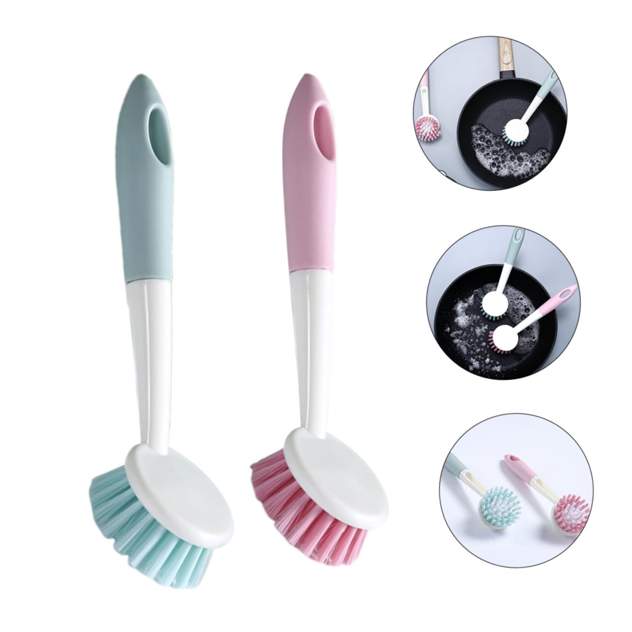 Beavorty 4 Juegos De Cepillos para Limpiar Platos con Mango Cepillo para Fregar Platos De Cocina Potente Poder De Limpieza Multiusos para Sartén Y Fregadero 2 Unidades X 4