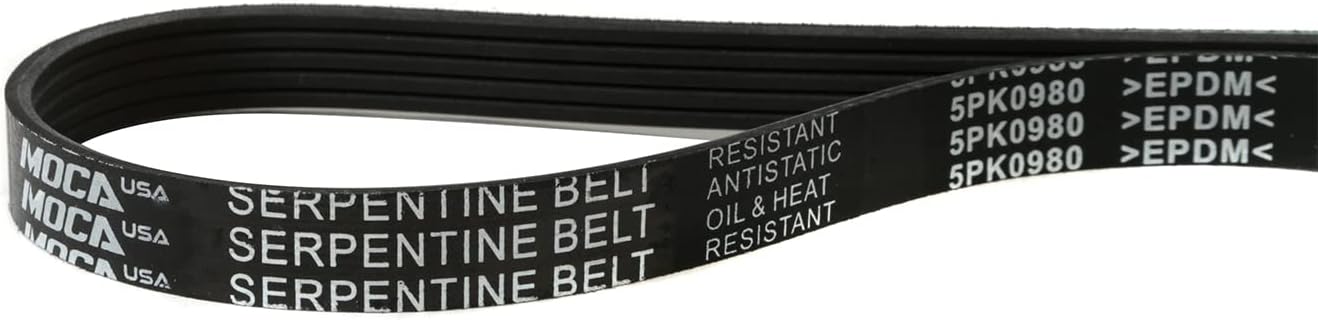5PK980 Serpentine Belt fit 91-96 for Geo Prizm 1.6L, 93-96 for Jaguar XJS 4L, 85-88 for Chevrolet Nova 1.6L, 90-92 for Daihatsu Rocky 1.6L, 88-97 for Toyota Corolla 1.6L