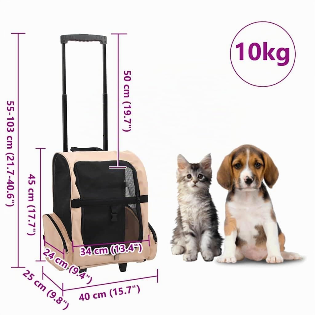 vidaXL Chariot Polyvalent Pliable pour Animaux de Compagnie Sac de Transport