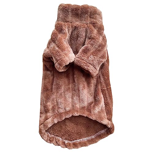 Turtleneck Sweater for Sphynx Cat Soft Coral Fleece Cat Clothes Thick Winter Warm Outfit Coat for Hairless Cats and Small Dogs Apparel with Sleeves (Brown, M (5-7 lbs))