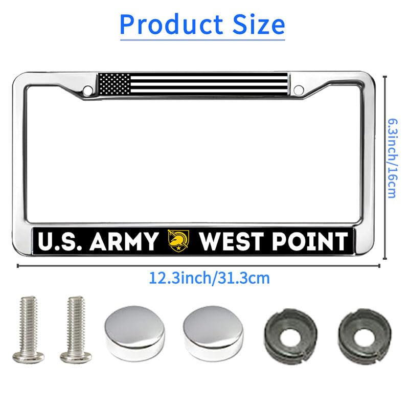 Image of US Army West Point License Plate Frame American USA Flag License Plate Frame Personalized US Army Heroism Durable