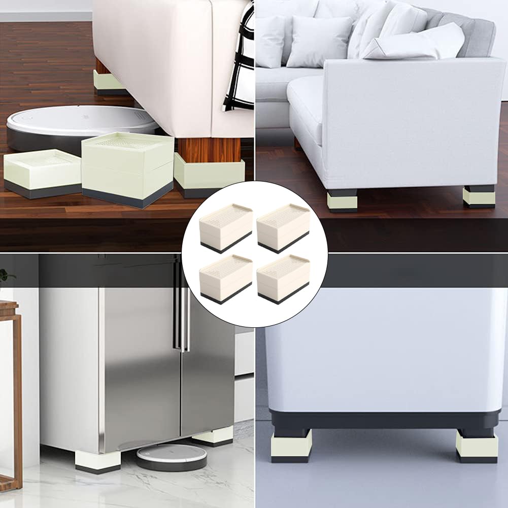 4 stuks vierkante meubelverhogers, 3in kunststof meubelverhogers ondersteunen tot 2200LBS voor wasmachine bedbank tafel bank