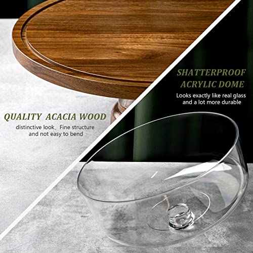 Anboxit 697547171 Cake Stand With Dome Lid, Acacia Wood Cake Plate thumb #4