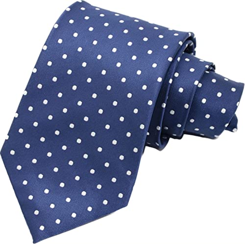 Best Collection® New Classic Polka Dot Jacquard Woven Silk Men's Tie Necktie (Blue)