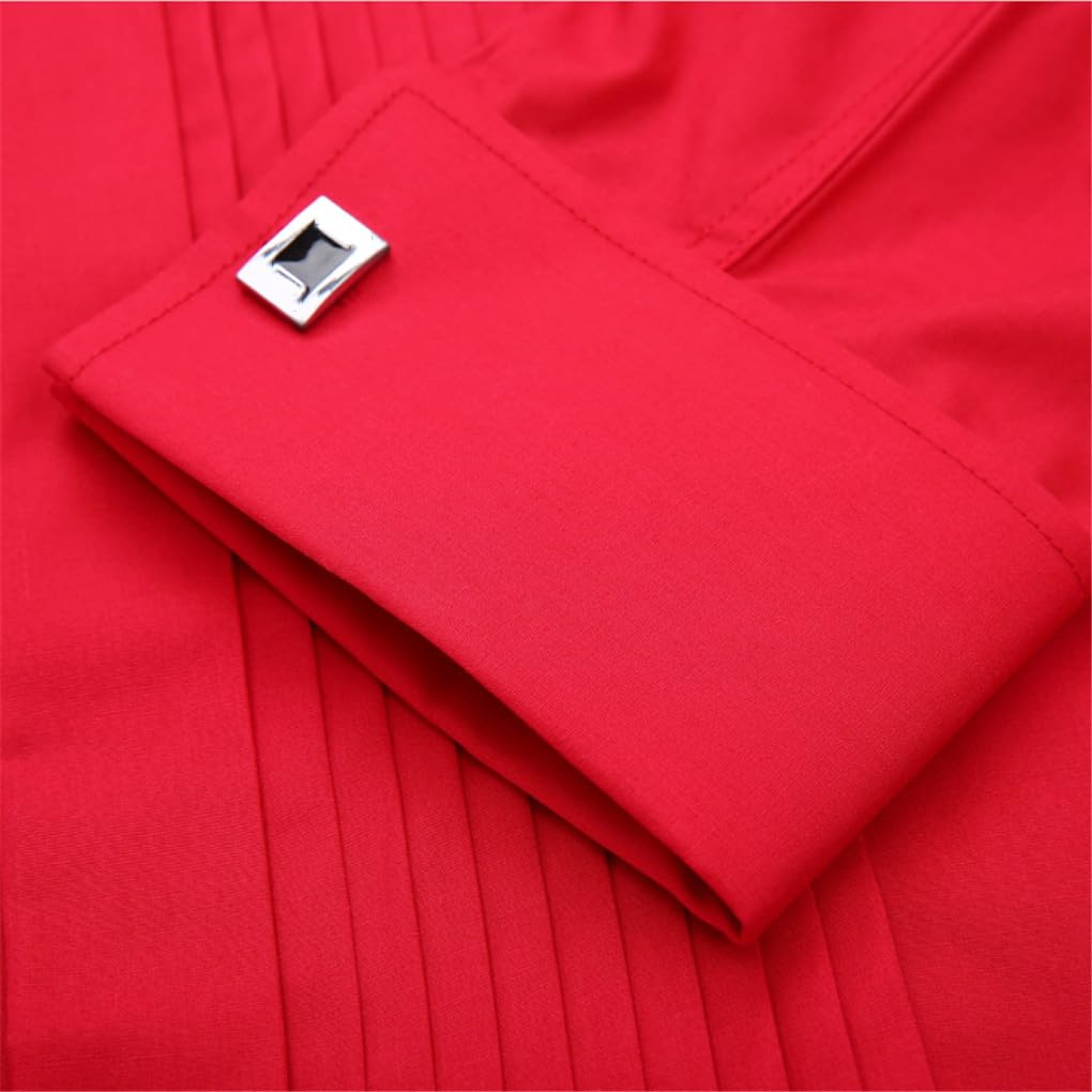 keusyoi Camicia da Smoking da Uomo con Polsini alla Francese Camicia Tinta Unita Camicia da Uomo A Maniche Lunghe da Uomo Camicia da Sposo Formale da Sposa
