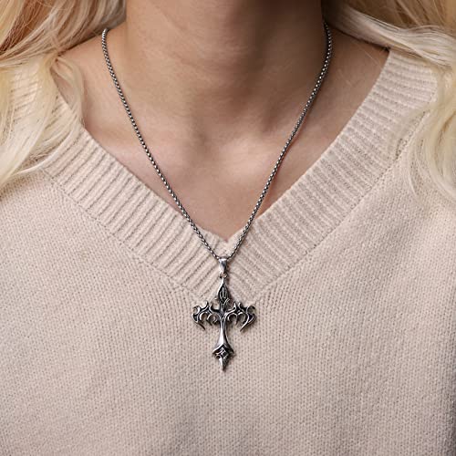 Sacina Gothic Cross Necklace, Goth Emo Punk Grunge Necklace, Costume Jewelry, Halloween Christmas Goth Jewelry Gift for Women2