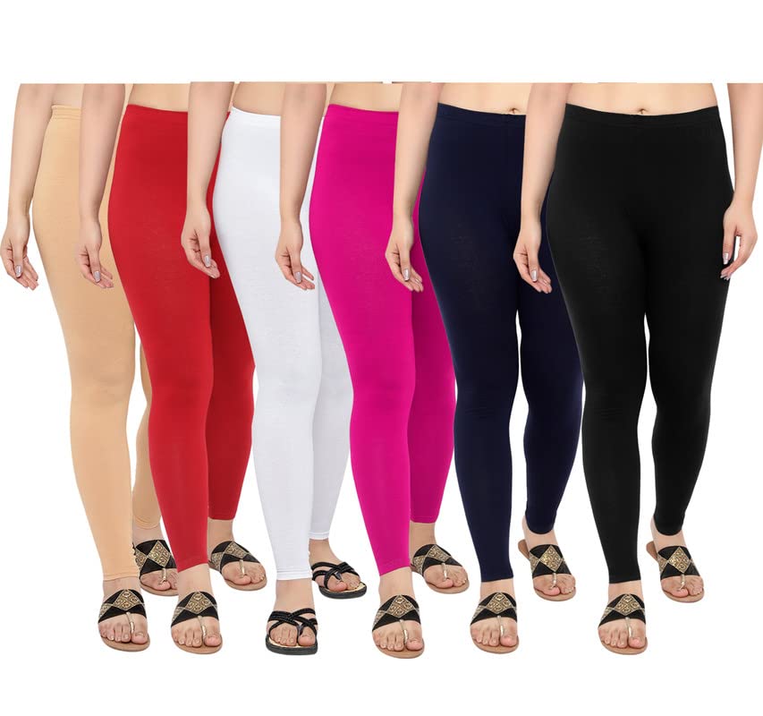 Image of NGT Cotton Lycra Ankle Length Leggings for Women Combo (Set of 6)