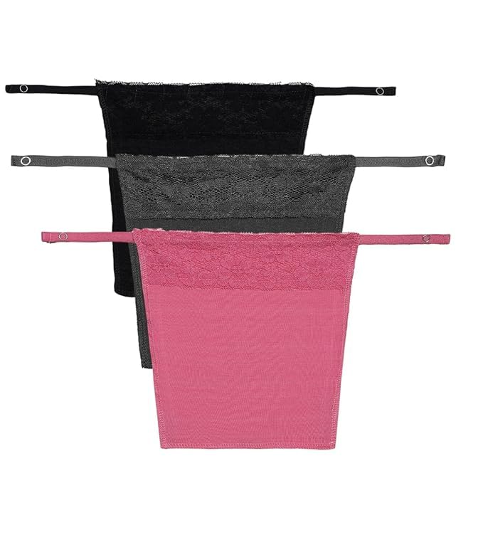 finesse miracle cami Quick and Easy Clip-on Mock Cotton Camisole for Women - Set of 3 - Black, Pink and Dark Grey. One Size Fits All. 95% Cotton 5% Lycra-picture-42