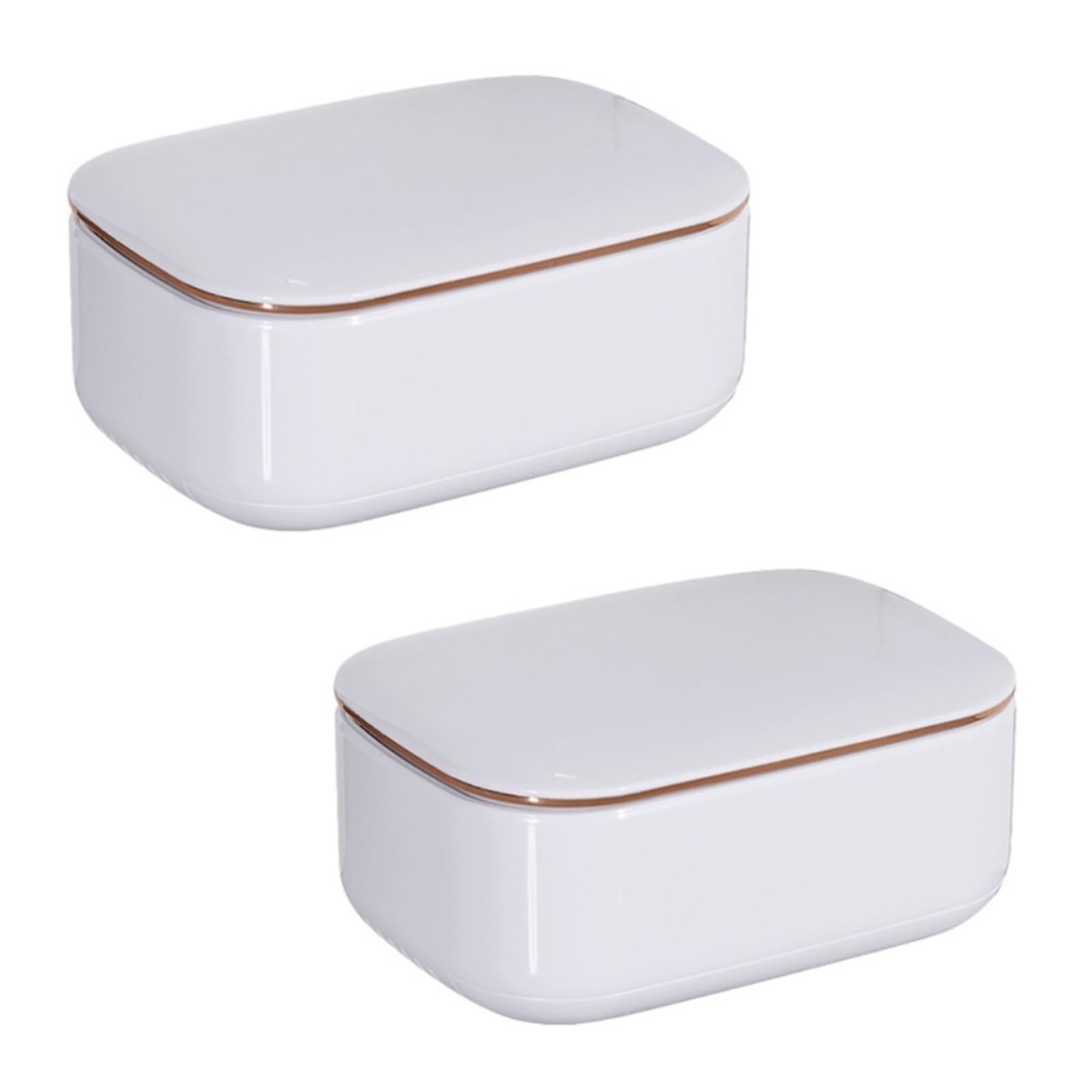 Jabonera 2 Piezas de Caja de jabón Creativa Drenaje montado en la Pared sin perforar Estante de Inodoro de baño for el hogar con Tapa (Color : Blanc, Size : 14cm*10cm*6.5cm)