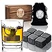 Hochwertiges Whisky Steine Set Inkl. 6er Eiswürfel Eissteine, Samtbeutel, Geschenkbox aus Holz | Whisky Stones Geschmacksneutral & Kein Verwässern | Kühlsteine für Whiskey, Vodka, Gin & Wine
