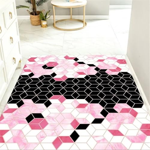 Tapis garçon grand salon cube 3D rose 90x160cm pour chambre ado - 2