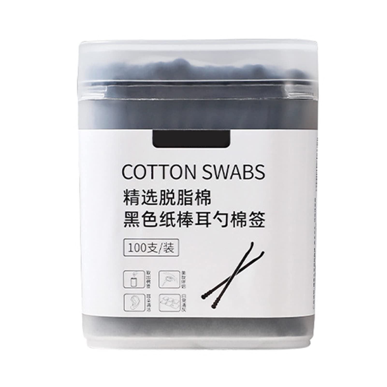 shlutesoy Ear Cleaner Swab Dual Head Highly Absorbent Black Color Makeup Spiral Cotton Swab Ear Cleaning Gadget Home Supplies