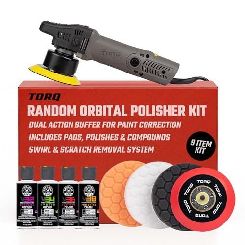 Chemical Guys TORQX Random Orbital Polisher, Pads, Polishes, and Compounds Kit - Safe for Cars,...