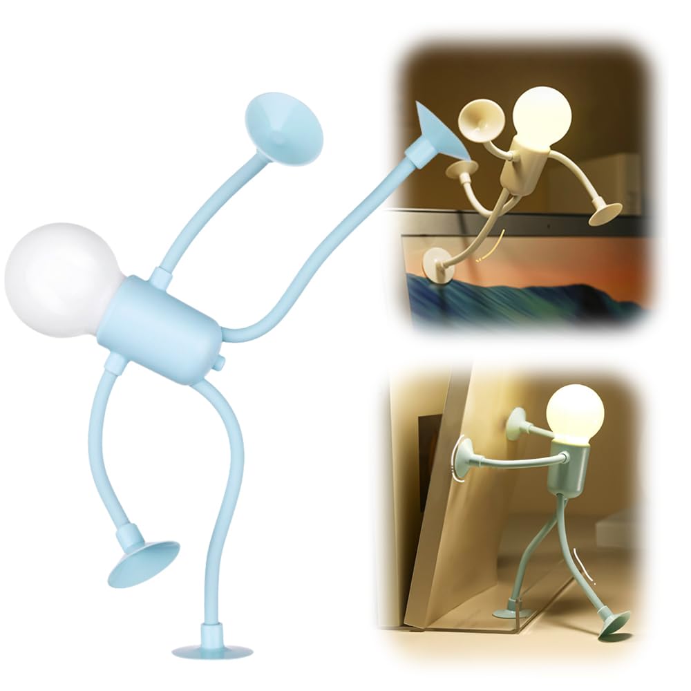 Changeable Shape Funny Sportsman Night Light, 2025 New DIY Shape Night Lights with Suction Cup, Creative Christmas Decorations Gifts, Lighting for Bedroom Hallway Kitchen Bathroom (Blue)
