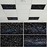 4 Pcs Fluorescent Light Covers with 40 Magnets Decorative for Classroom Ceiling Light 4 x 2 Feet Magnetic Light Covers Filter Easy Install for Office Hospitals & Home Drop Ceiling Supplies (Star)