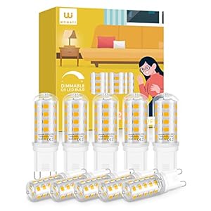 wowatt G9 LED Bulbs Dimmable Warm White 3000K, 10 Pack, 4W G9 LED Light Bulbs Equivalent to 40W G9 Halogen Bulbs, No…