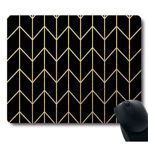 Gold Chevron Black Background Modern Chic Poem Mouse Pad