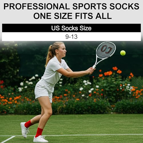 Men's Women's Tennis Socks, HUSO Performance Sports Ankle Compression Socks 1,2,3,4,6 Pairs3