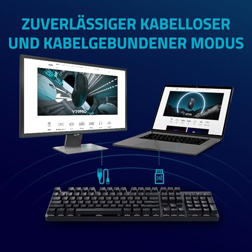 V500PRO 2.4 Tastiera meccanica senza fili, durata della batteria 120 ore, design ultra sottile, layout tedesco QWERTZ, nero - Tastiera gaming - Immagine 1