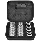 GWCASE 52 Pieces 46mm Coin Capsules with 6 Sizes (20/25/ 27/30/ 38/ 46mm), Collector Case with Foam Gasket and Plastic Storage Organizer for Coin Collection Supplies (Box Only) - Black Inner