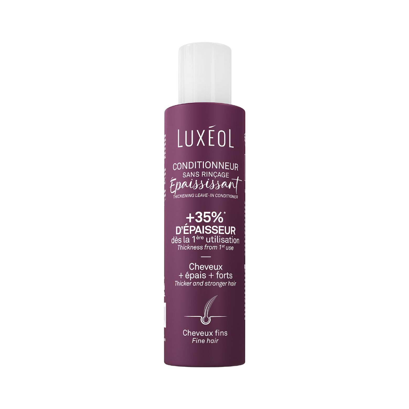 LUXEOL - Conditionneur Epaississant Sans Rinçage - +35% D'Epaisseur Dès la 1ère Utilisation* - Efficacité Prouvée - à l'Algue Rouge, Protéine de Riz & Acide Hyaluronique - Fabriqué en France - 150 ml