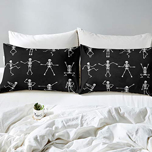Erosebridal JCX12535LLHMFULL Sugar Skull Sheet Set Full Size Skeleton Bones Bedding Set For Kids Boys Girls Teens Adult Halloween Horror Theme Fitted Sheet Gothic Spooky Bed Sheet Wrinkle Bedclothes thumb #2