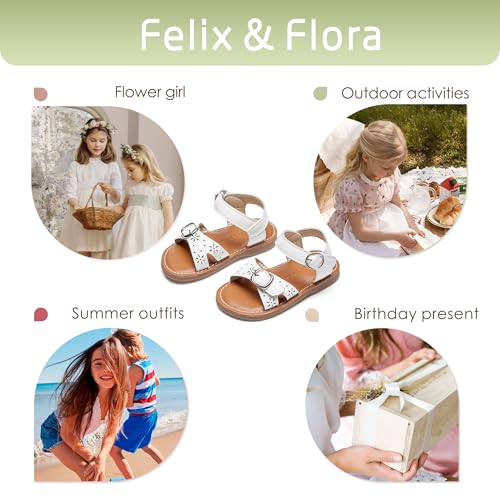 Image of Felix & Flora Toddler Girl Sandals - Flower Girl Dress Shoes Open Toe Little Kid Flats